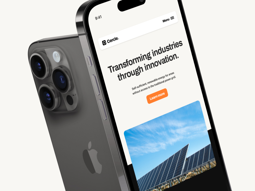 portfolio mobile mockup of the cercle solar case study