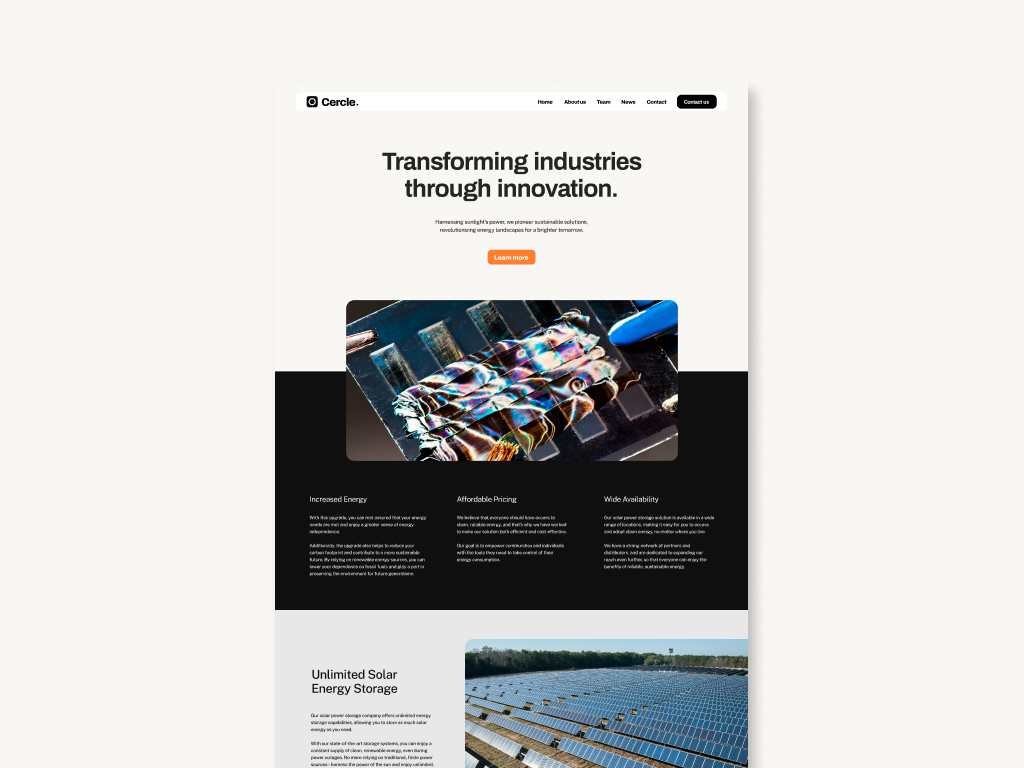 portfolio mockup of the cercle solar case study